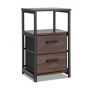 Bedside table, 2 drawers, brown/black, 33.02 × 58.42 × 30.48 cm