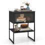 Bedside table, 3-tier, Black/white, 40.64 × 55.88 × 31.75 cm