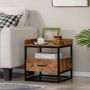 Bedside table, 3-tier, with drawer, Brown, 45 × 40 × 49 cm