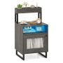 Bedside table, 4-tier, Grey, 45 × 80 × 40 cm