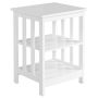 Bedside table, with 3 open shelves, White, 43 × 60 × 40 cm