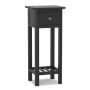 Bedside table, with drawer and open shelf, Black, 35.56 × 80.01 × 30.48 cm