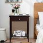 Bedside table, with drawer and open shelf, Brown, 46.99 × 35.56 × 62.23 cm