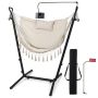 Hanging chair, with U-shaped stand, 152 × 107 × 96–146 cm