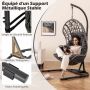 Hanging chair, with stand, Grey, 124 × 114 × 196 cm