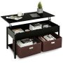Lifting coffee table, 2 folding drawers, 106 × 50 × 48 cm