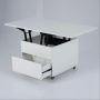 Lifting coffee table, 3 in 1, with drawer and hidden compartment, White, 60 × 60 × 50 cm