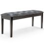 Padded wooden bench, 2 seats, gray