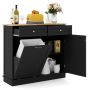 Concealed waste bin cabinet, 70 l, 2 drawers, 100 × 90 × 35 cm