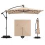 Sliding outdoor umbrella with LED lights, 360° rotatable, Brown, 240 × 240 cm