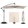 Sliding outdoor umbrella with LED lights, 360° rotatable, Beige, 240 × 240 cm
