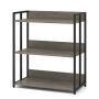 Freestanding bookshelf, 3-tier, adjustable shelves, Grey/brown, 70 × 81 × 35 cm