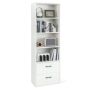 Floating shelf, 4 shelves, 2 drawers, White/black, 59.69 × 187.96 × 34.29 cm
