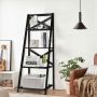 Four-tiered shelf, Black, 50.8 × 143 × 46 cm