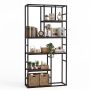 Build-in shelf, 5 shelves, White and gold, 30 × 180 × 90 cm