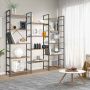 Build-in shelf, 5 tiers, 14 shelves, Brown, 176 × 165 × 30 cm