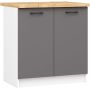 Напольный кухонный шкаф OLIWIA S80, 2 дверцы, белый/серый, 80 × 85 × 46 см