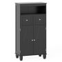 Freestanding bathroom cabinet, 2 drawers, 2 doors, Black, 56 × 108 × 30 cm