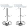 Swivel bar stools, 2 pcs., with footrest, white, height 66–86 cm