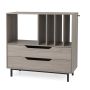 Turntable cabinet, 2 drawers and 4 vinyl compartments, Grey, 91 × 87 × 36 cm