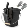 Ash bucket, with lid and gloves, Black, 28.5 × 25 × 21 cm