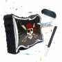 Pirātu karoga formas piñata Relaxdays, ar kociņu un acu masku, 40 × 35 × 8 cm
