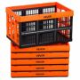 Plastmasas uzglabāšanas kastes VEVOR, 6 gab., 45 l, oranžas un melnas, 525 × 355 × 295 mm