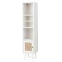 Slim 4-Shelf Rattan Cabinet, White