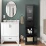 Slim chest of drawers with 2 doors and 1 drawer, black