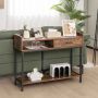 Industrial console table 100×35 cm with drawer and anti-tip