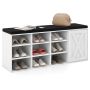 Hallway shoe bench, 9 shelves, 1 cabinet, 110.5 × 49.5 × 30.5 cm