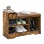 Hallway Bench, 1 Drawer, 3 Open Shelves, Brown, 81.28 × 53.34 × 30.48 cm
