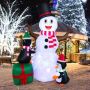 Inflatable Christmas decoration, Snowman with 2 penguins and gift box, 120 × 90 × 180 cm