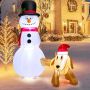 Inflatable Christmas decoration, snowman and dog set, 140 × 80 × 180 cm