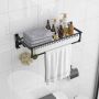 Towel rack, 4 built-in and 5 sliding hooks, 59.69 × 13.97 × 25.4 cm