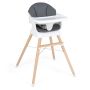 Adjustable high chair for children 6-36 months with 5-point safety harness and 3-position tray - gray