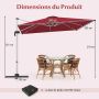 Adjustable Outdoor Patio Umbrella 300×300 cm, Red
