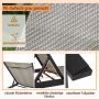 Adjustable rattan chaise longue with 5-level backrest, gray