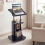 Height-adjustable column table, 4 casters, 2 with brakes, Black, 50 × 40 × 72–112 cm