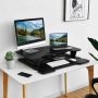 Adjustable Height Desk Converter, With Keyboard Tray, White, 81.3 × 61 × 52.1 cm