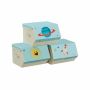 Children's storage box set of 3, beige/blue