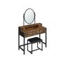 Vanity table with oval mirror and stool