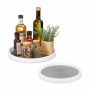 Ledusskapja organizatoru paplātes Relaxdays, 2 gab, Balta/pelēka, Ø 30 × 3,5 cm