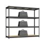 SONGMICS Storage Shelving System, 4 Shelves, Black, 60 × 183 × 200 cm
