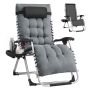 SONGMICS folding sun lounger, grey, 90 × 110 × 65 cm