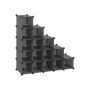 Plastic shoe rack, 15 compartments, gray