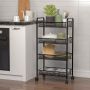 Serving trolley, 4-tier, Gray/black, 44 × 83.5 × 26.5 cm