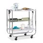 Servēšanas ratiņš Relaxdays 10020776_49, 2 plaukti, stiepļu grozs, Balta, 68,5 × 68 × 40,5 cm