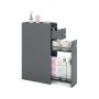 Narrow bathroom cabinet, with 2-tier drawer, Grey, 40 × 18 × 70 cm