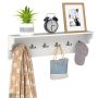Wall-mounted clothes rack, 6 hooks, White, 80.01 × 13.97 × 20.32 cm